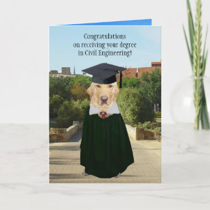 Carte Drôle Chien/Lab Graduation Ingénieur Civil