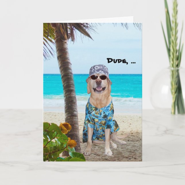 Carte Drôle chien/Lab Hawaiian Anniversaire (Devant)