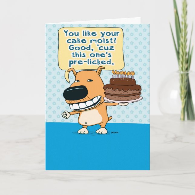 Carte Drôle Chien Licencié Gâteau Anniversaire (Devant)