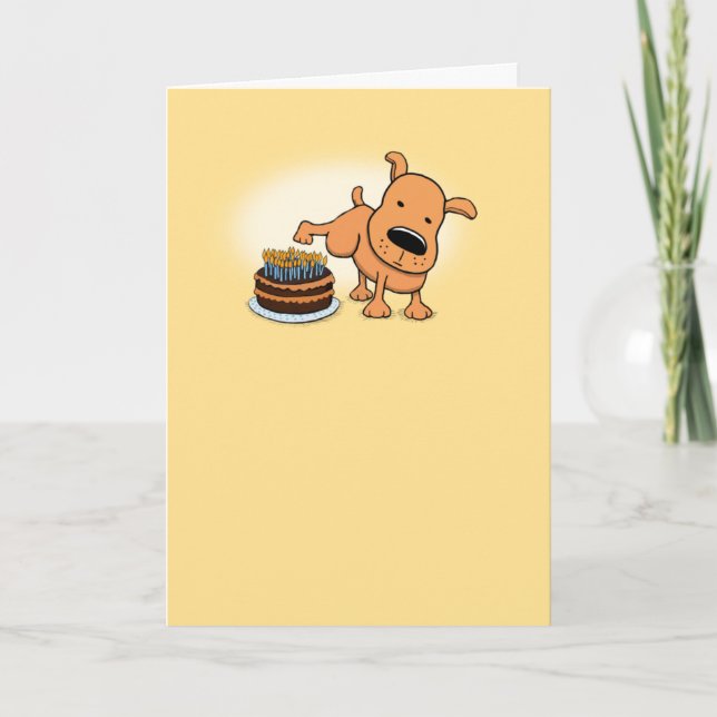 Carte Drôle Chien Peeing sur le gâteau d'anniversaire (Devant)
