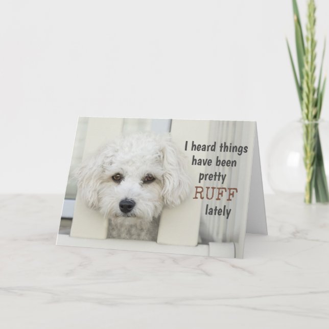 Carte Drôle Chien Se Bien Bientôt Ruff Pun mignon Motiva (Devant)