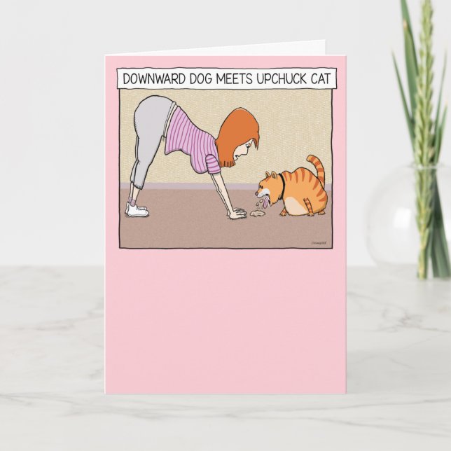 Carte Drôle Chien vers le bas rencontre Upchuck Chat Ann (Devant)
