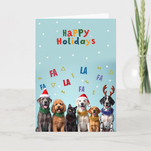 Carte Drôle Choir Chat de Chien Happy Holidays Card