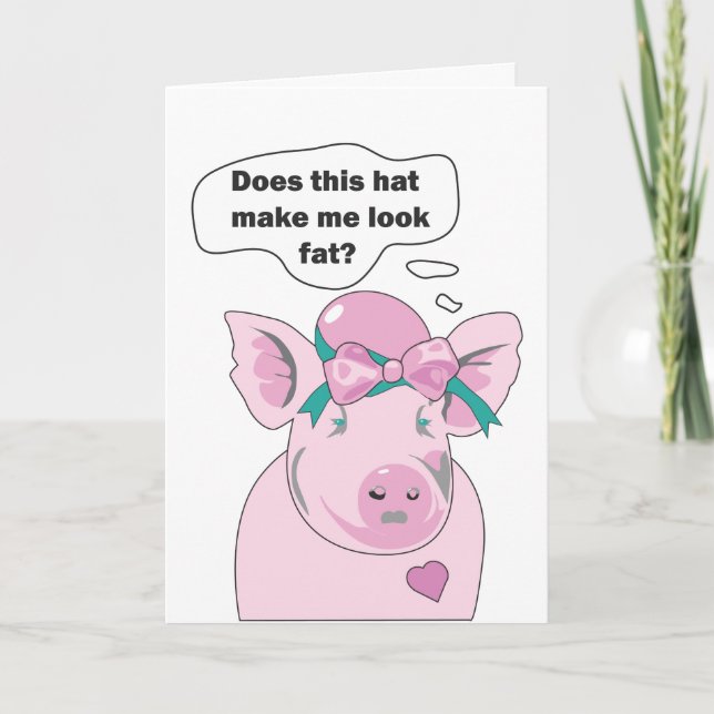 Carte Drôle Cochon Semble Gros Il Aime Ça Salutation (Devant)