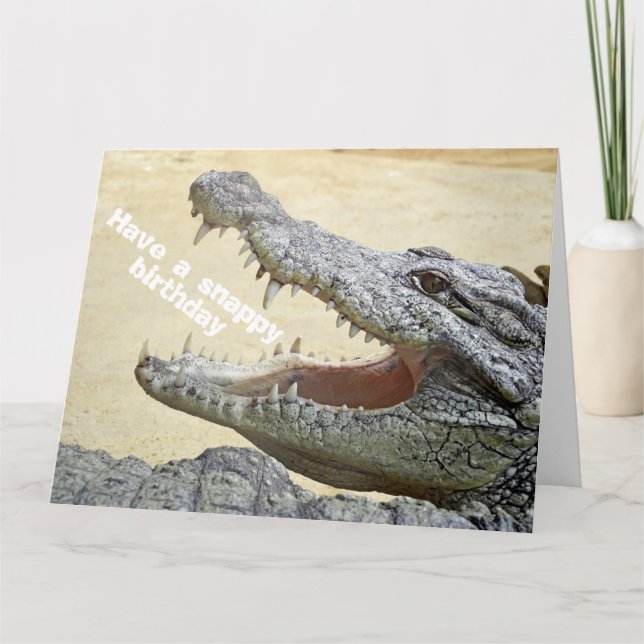 Carte Drôle Crocodile Reptile - Joyeux Anniversaire Snap (Devant)