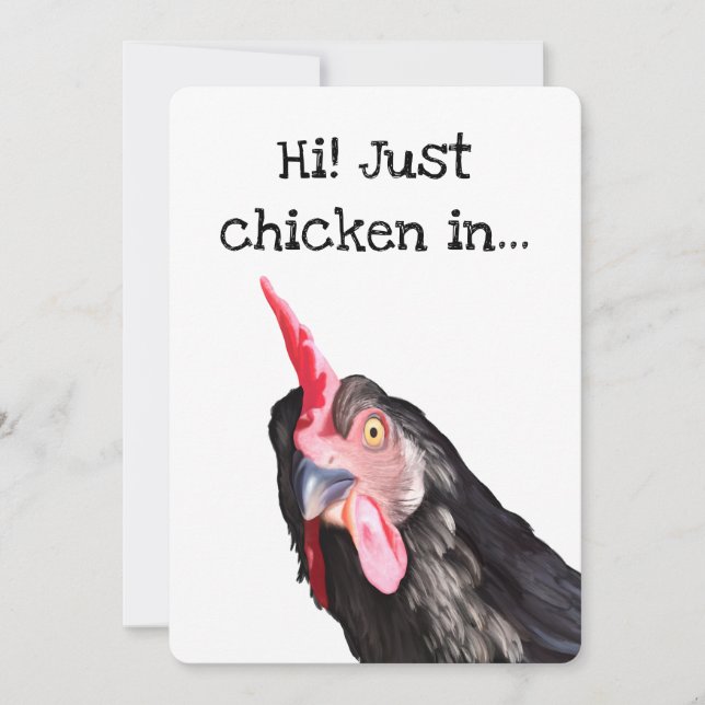 Carte Drôle Curieux Poulet À L'Enregistrement (Devant)