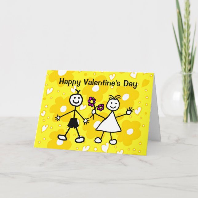 Carte Drôle Cute Garçon Fille Saint Valentin (Devant)