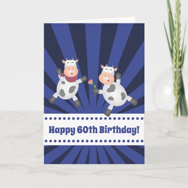 Carte Drôle Dancing Cow Couple Joyeux 60e anniversaire (Devant)