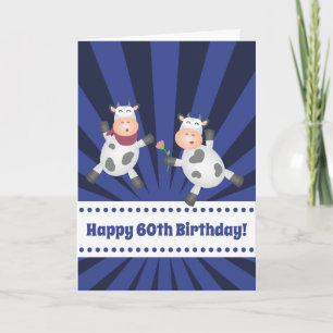 Carte Drôle Dancing Cow Couple Joyeux 60e anniversaire
