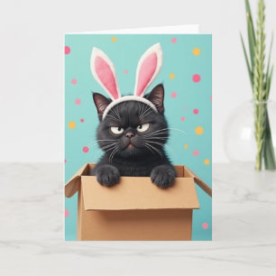 Carte drôle de chat grincheux aux oreilles mignonn