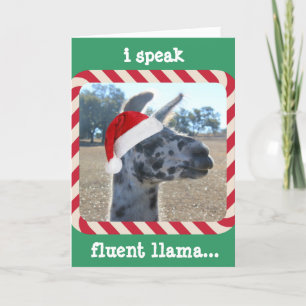 Carte drôle de Christma de lama, je parle le lama