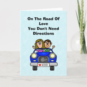 Carte drôle de couple romantique en voiture