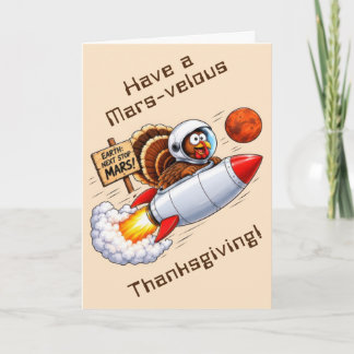 Carte Drôle de dindon de l'espace pour Thanksgiving