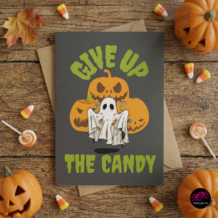 Carte Drôle de Fantôme Abandonne les Bonbons Halloween
