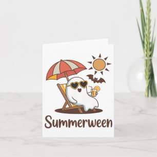 Carte Drôle de fantôme d'été mignon Spooky Summerween Ha