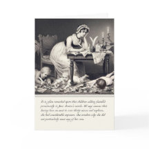 Carte drôle de gravure ancienne de Jane Austen