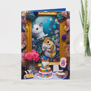 Carte drôle de hamsters avec gâteau d'anniversaire
