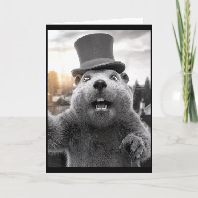 Carte Drôle de jour de la marmotte Woodchuck Drôle de Gr (Devant)