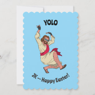 Carte drôle de Pâques YOLO JK avec Jésus dansant