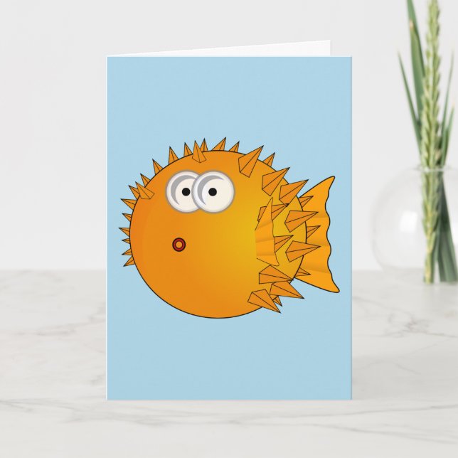CARTE DRÔLE DE POISSON PUFF POUR ANNIVERSAIRE QUI  (Devant)