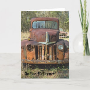 Carte drôle de retraite - vieux camion rouillé