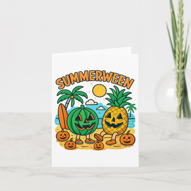 Carte Drôle de Summerween Mignon Pastèque Et Ananas Bea (Devant)