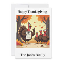 Carte drôle de Thanksgiving - "Défense de la dinde