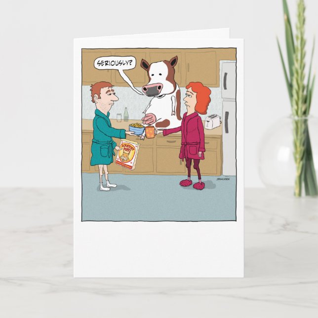 Carte Drôle de traite de la vache Joyeux Anniversaire (Devant)