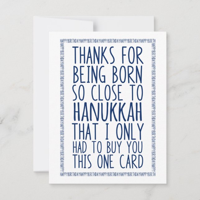 Carte Drôle Décembre Anniversaire et Hanoukka combiné (Devant)