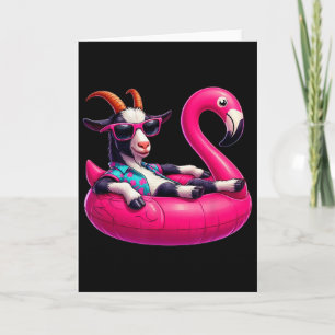 Carte Drôle d'été Chèvre Rose Fête de piscine Party Hawa