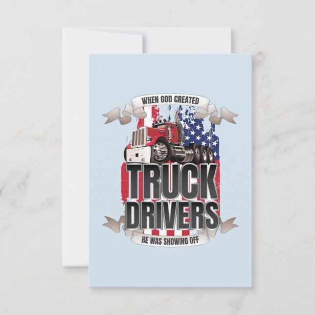 Carte Drôle Dieu Créé Conducteurs de Camion Drapeau Amér (Devant)
