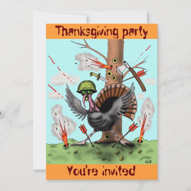 Carte drôle d'invitation de partie de thanksgiving (Devant)