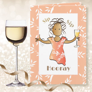 Carte Drôle Dire mignon Caricature Femme Ethnique Annive