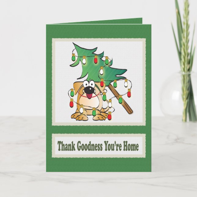 Carte Drôle Dogue Dogue Lover Cartoon Rouge Vert Noël Ca (Devant)