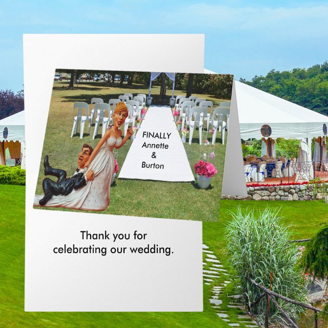 Carte Drôle Enfin Mariage Couple Merci (Funny Finally Wedding Couple Thank You Card (Inside and out))