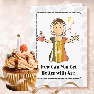 Carte Drôle et doux caricature femme Anniversaire