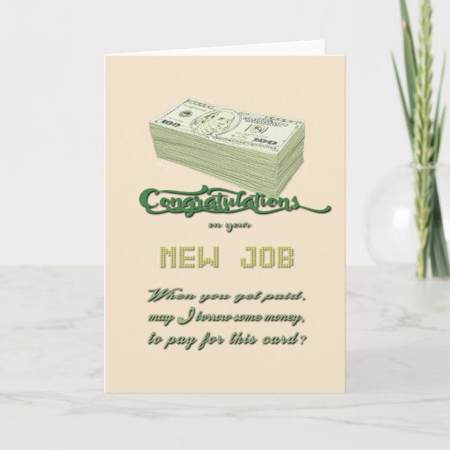 Carte drôle et sarcastique pour nouveau travail (Devant)