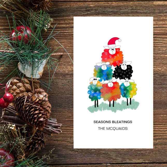Carte Drôle & Festive Saisons de Moutons de Vacances (Cute Christmas Sheep)