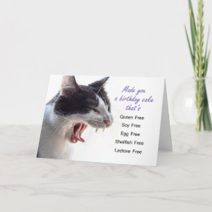 Carte Drôle Gagging Gluten Libre Chat Anniversaire