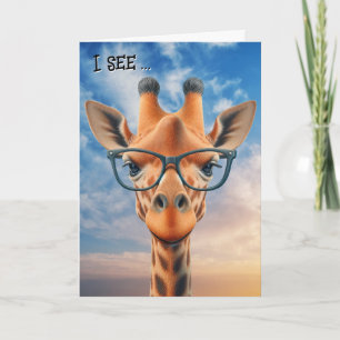 Carte Drôle Giraffe d'anniversaire portant des lunettes 