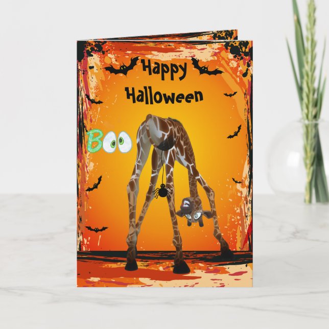 Carte drôle Giraffe & Spider Halloween (Devant)