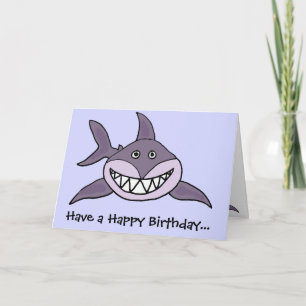 Carte Drôle Grinning Grey Shark Cartoon
