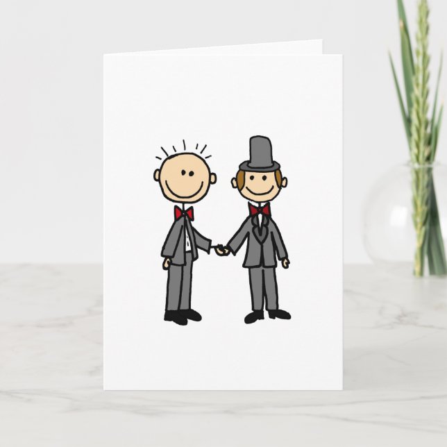 Carte Drôle Grooms Gay Mariage Cartoon (Devant)