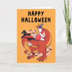 Carte Drôle Halloween Dinosaur Cute Unicorn