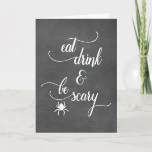 Carte Drôle Halloween Mangez Boire et Soyez la typograph