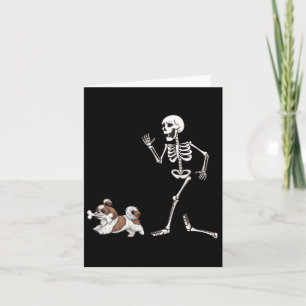 Carte Drôle Halloween Shih Tzu Et Skeleton