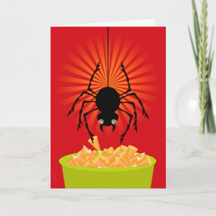 Carte Drôle Halloween Spider voler Corn de bonbons