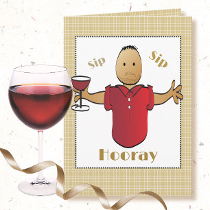 Carte Drôle Homme Cartoon Rouge Vin Ethnique Anniversair
