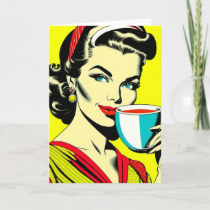 Carte Drôle Humour café   Retro Lady Friendship
