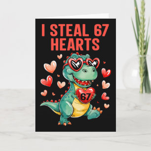 Carte Drôle je vole 67 coeurs T-rex dinosaure valentin 
